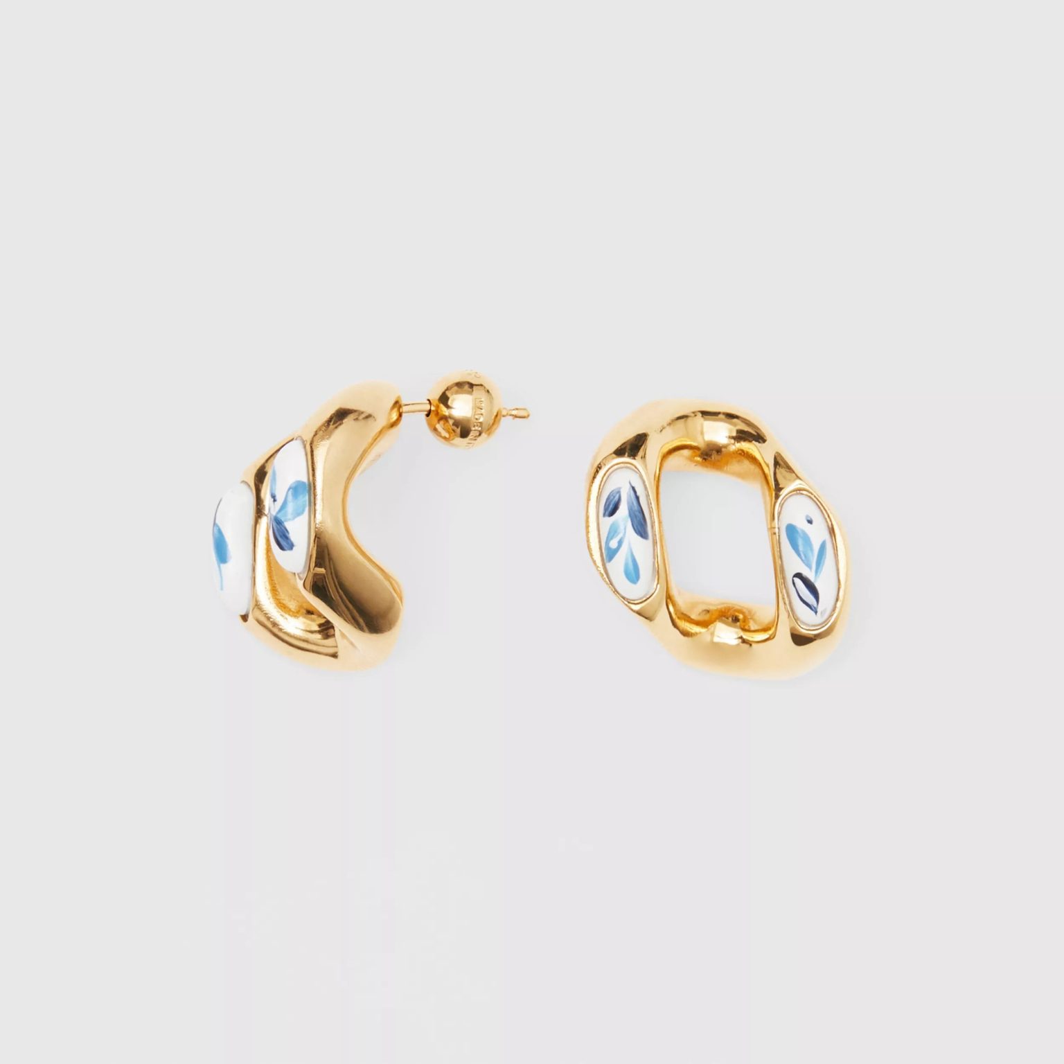 Enamel Detail Gold-plated Chain-link Earrings – HuyuShopping